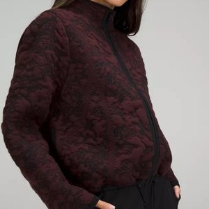Lululemon Jacquard Multi-Texture Sweater Jacket Red Merlot / Black Oversized